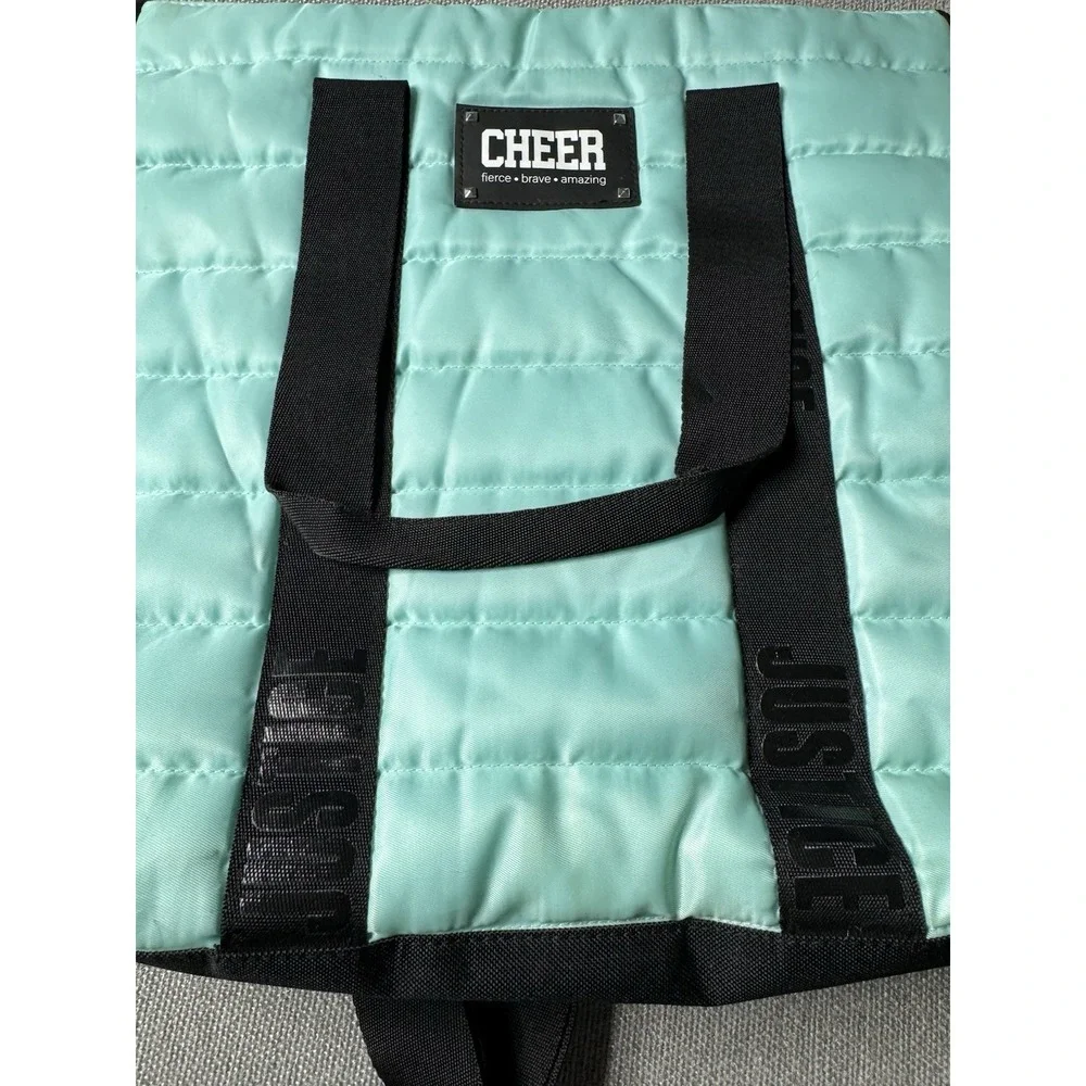JUSTICE CHEER TOTE‎ BAG/BACKPACK AQUAMARINE FIERCE BRAVE AMAZING